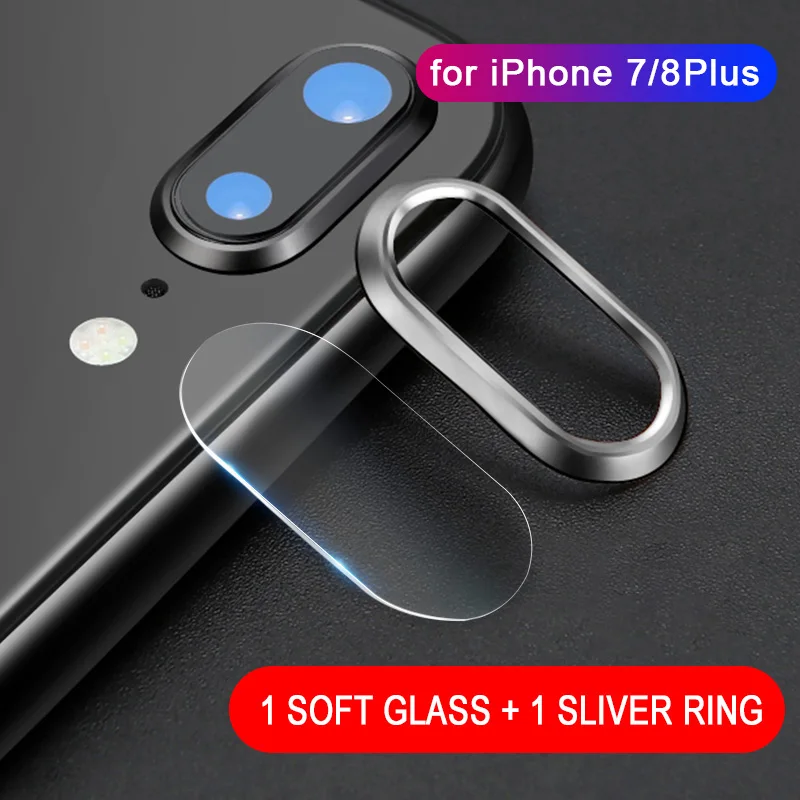 Silver For 7 8 plus Защита объектива камеры для iPhone XS Max XR X S R 10 закаленное стекло на iPhone7 7 8 Plus X R задняя пленка для объектива+ Защитная бампер кольцо - Цвет: Silver For 7 8 plus