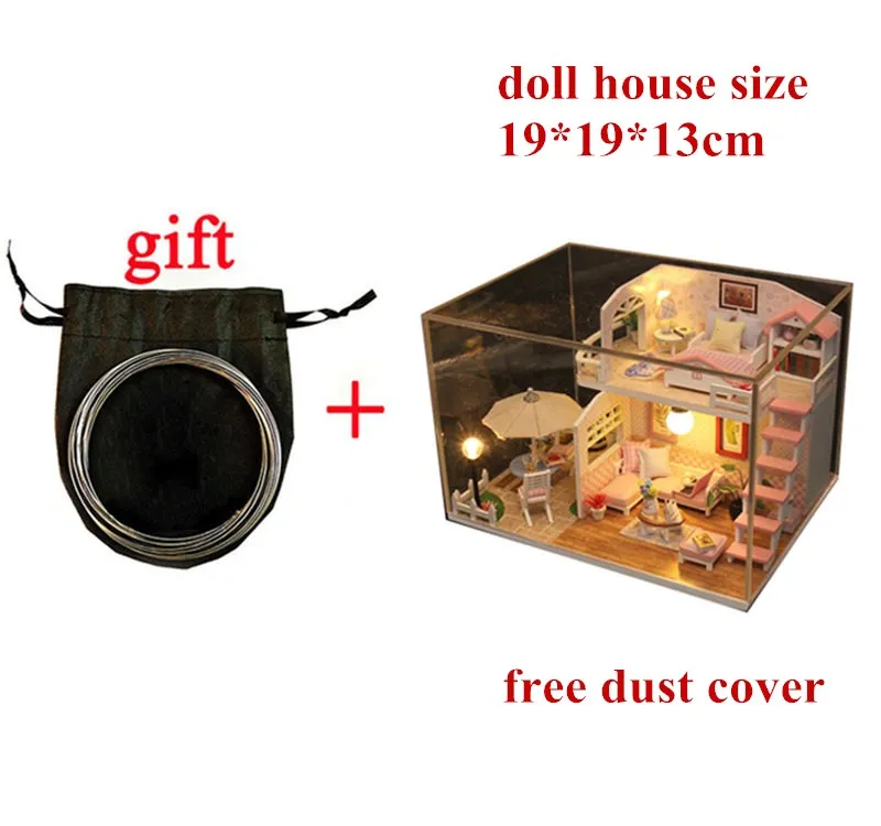 N with dust cover 3D Деревянный Кукольный дом Вилла мебель DIY Миниатюрная модель светодиодный светильник 3D Деревянный кукольный домик рождественские подарки игрушки для детей - Цвет: N with dust cover