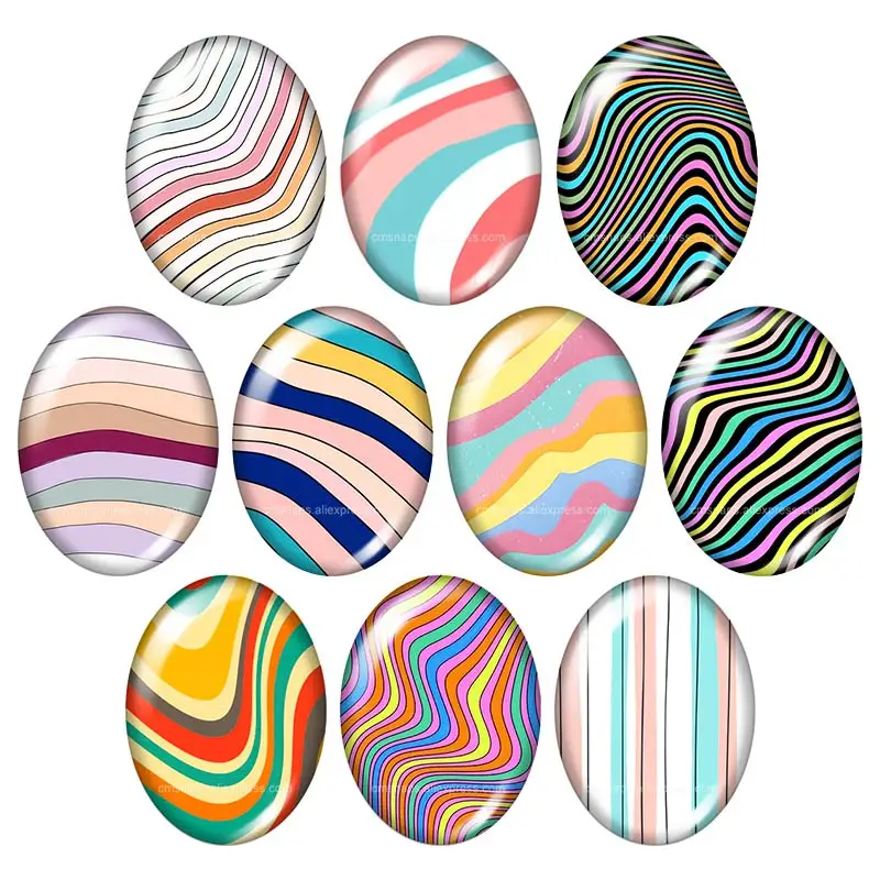 

Beauty Patterns Lines Dots flowers 10pcs 13x18mm/18x25mm/30x40mm mixed Oval photo glass cabochon demo flat back Jewelry findings