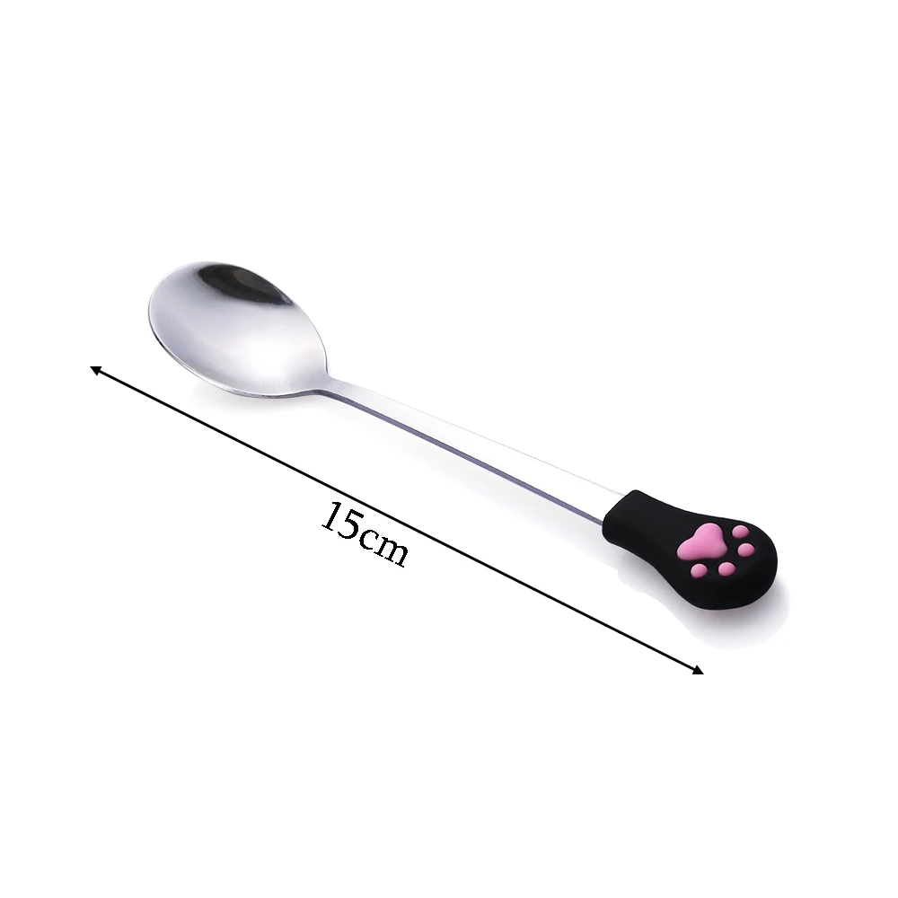 Cute Cartoon Cat Claw Spoon Stainless Steel Coffee Tea Spoon Fruit Dessert Candy Spoon Drink Stirring Spoon Baby Kids Tableware images - 6