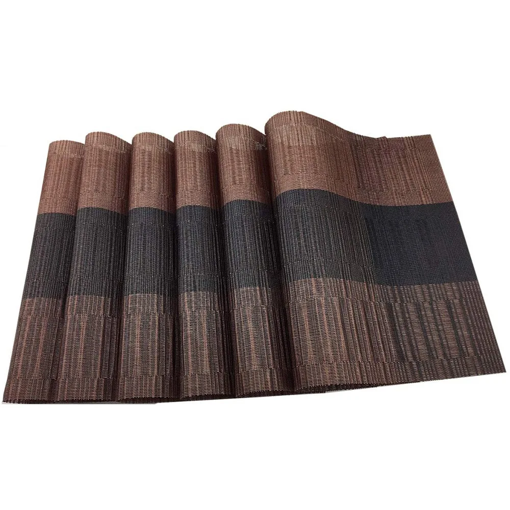 6 шт. коричневые термостойкие салфетки из ПВХ и бамбука для обеденного стола чая