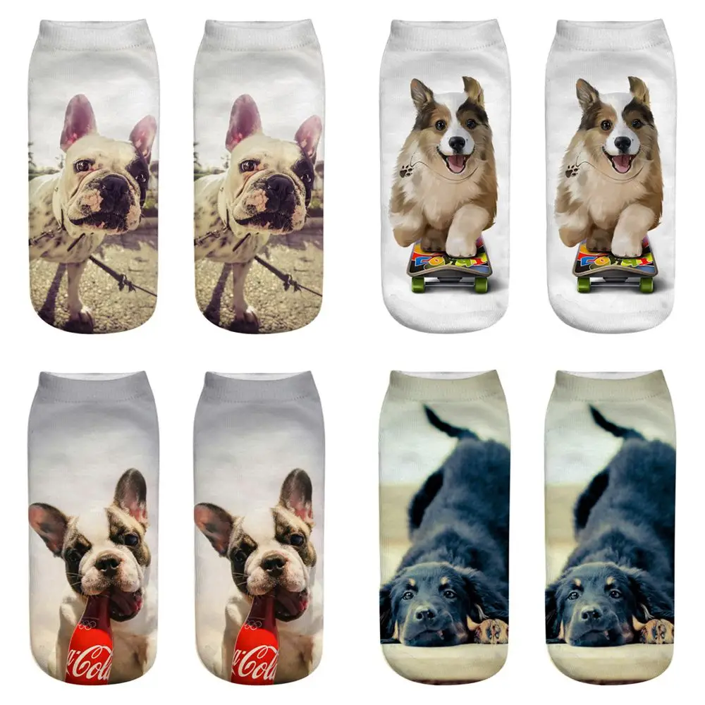 LISCN 3D принт с животными собака бульдог милые хаски мужские и женские носки
