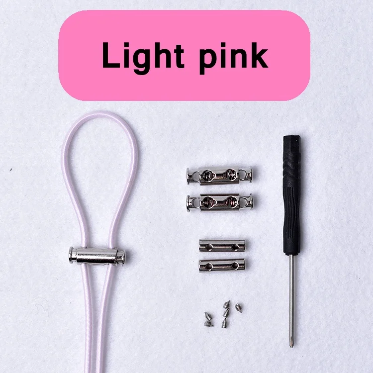 light pink 1 пара эластичных шнурков металлические весенние пряжки круглые шнурки удобные быстрые шнурки без шнурков шнурки унисекс фиксирующие шнурки - Цвет: light pink