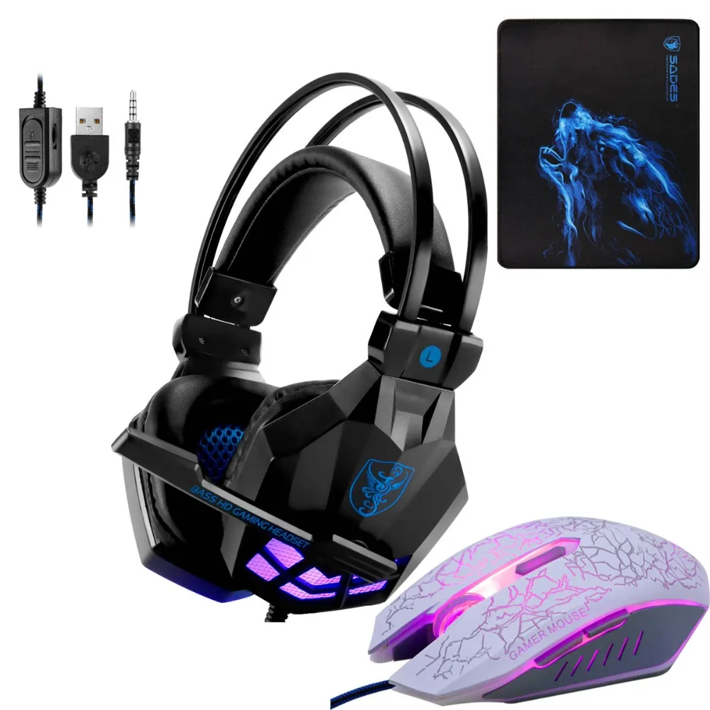 Led 3,5 мм наушники игровая гарнитура с микрофоном для геймеров ПК PS4 игры Стерео Игровые наушники с микрофоном для компьютера