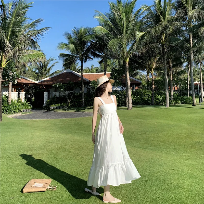 2020 платье средней длины с открытой спиной женское летнее богемное праздничное