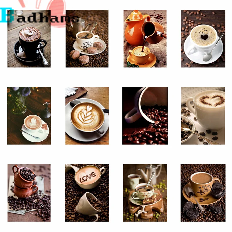 DIY 5D Вышивка крестиком кофейные зерна завтрак чай картина бриллиант для гостиной