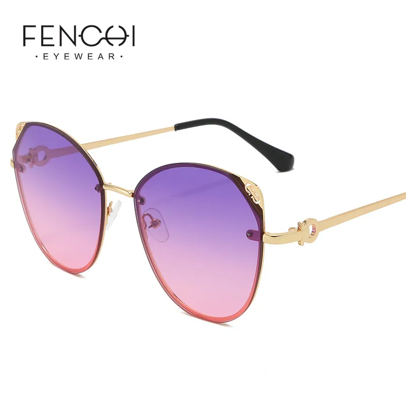 

Солнцезащитные очки FENCHI кошачий глаз женские, винтажные классические брендовые цветные солнечные очки, розовые, в ретро стиле, 2020