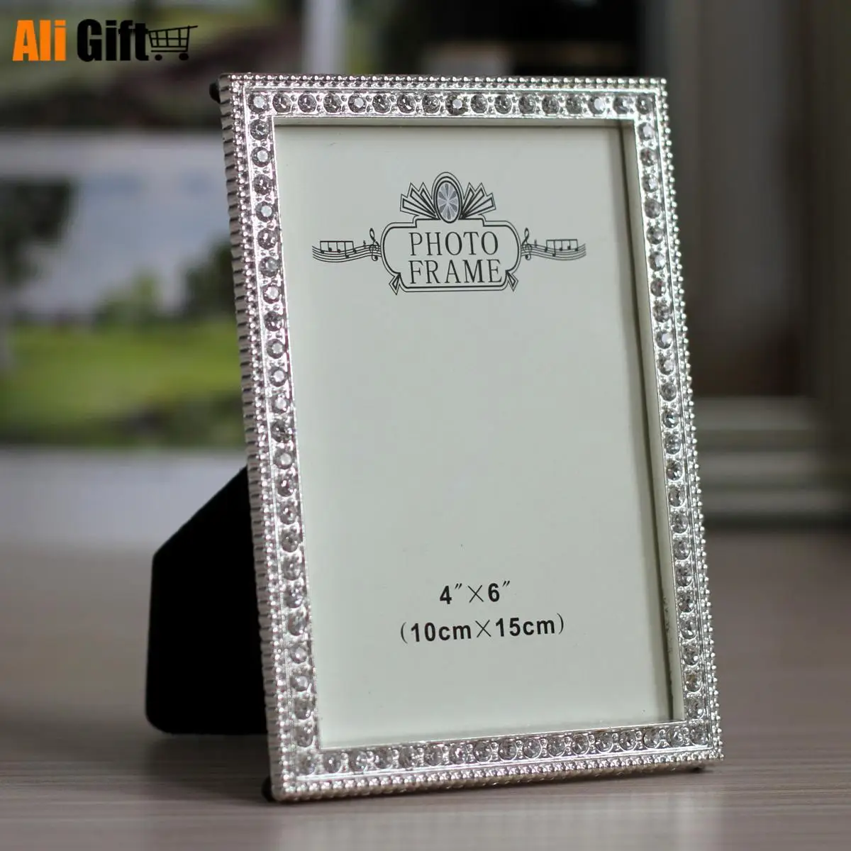 Лидер продаж серебристая металлическая фоторамка с инкрустированной