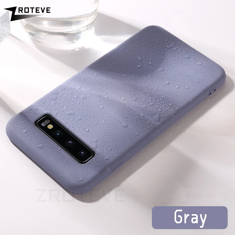 Серый ZROTEVE Жидкая силиконовая крышка для samsung Galaxy S10 S9 S8 Plus Note 10 9 8 чехол КРЫШКА ДЛЯ Smausng A10 A20 A30 A40 A50 A70 чехол s - Цвет: Серый