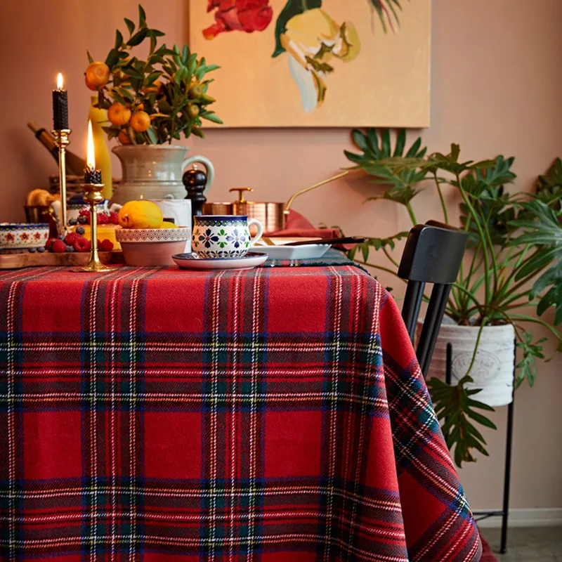 Вельш олень круглая Рождественская скатерть буйвола клетчатая акриловая шерсть