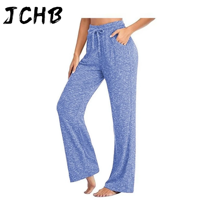 

Fashion New Women Pants Wide Leg Pants Loose Casual Sports Trousers Solid Color Female Drawstring High Waist Pant Running Pant