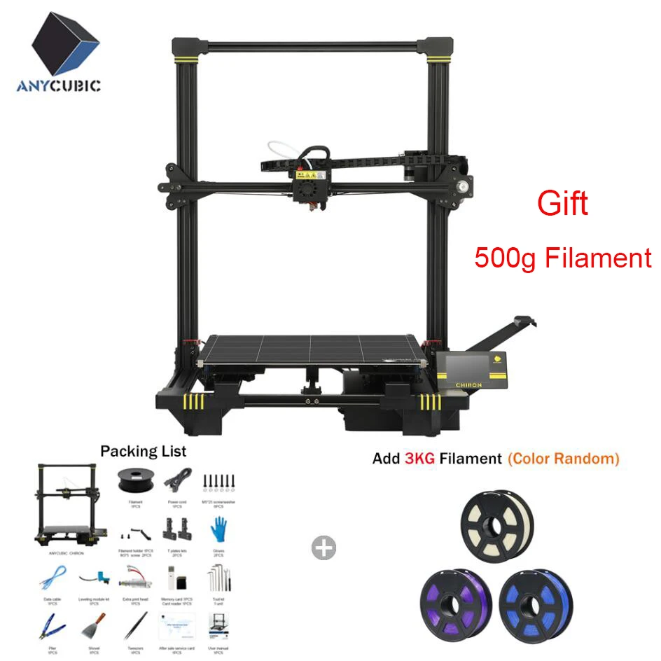 ANYCUBIC Chiron 3d принтеры комплект плюс размеры большой Ultrabase экструдер экран двойной Z Axisolor обновлен Impresora Drucker - Цвет: ChironAdd3kg