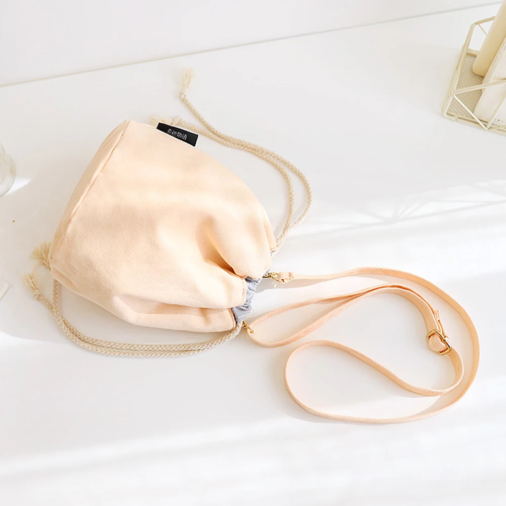 Женская Холщовая Сумка на шнурке маленькая сумка через плечо в Корейском стиле