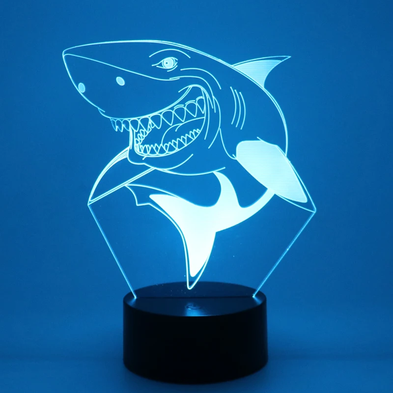 3D лампа в форме акулы настольная светильник 7 цветов Изменение сенсорный