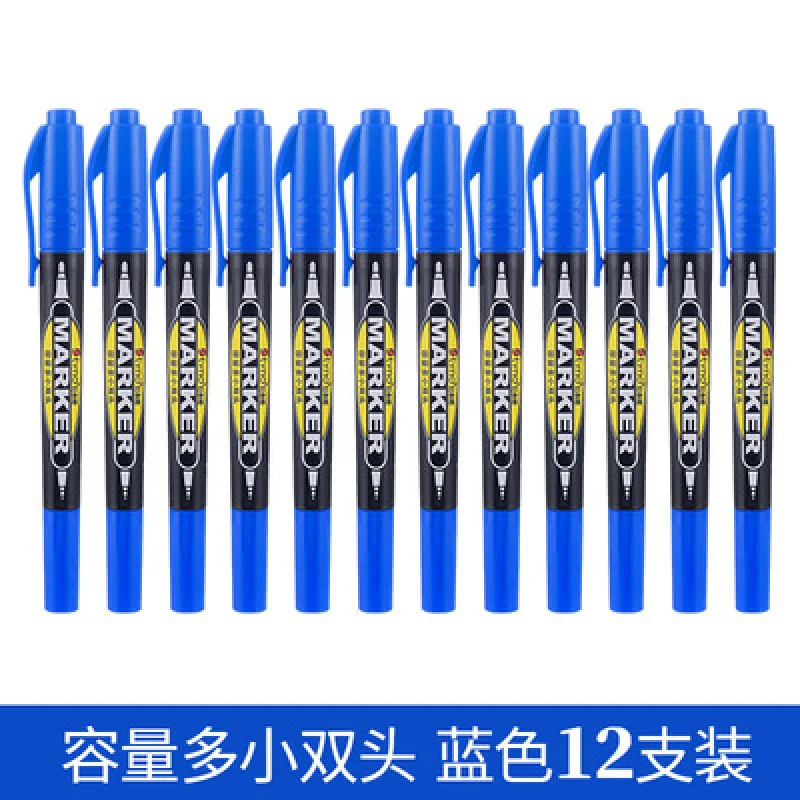 

12pcs Small Double Headed Oily Marking Pen Mark Line Drawing Pen Black Art Student's Tracing Quick Drying Waterproof Work