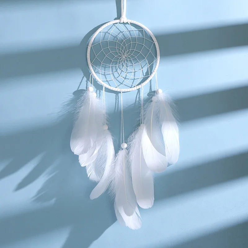 

Original Silver Gray Dream Catcher 2 Ring Indian Feather Hanging Art Gifts To Bestie Friends Creative Valentine's Day Gifts