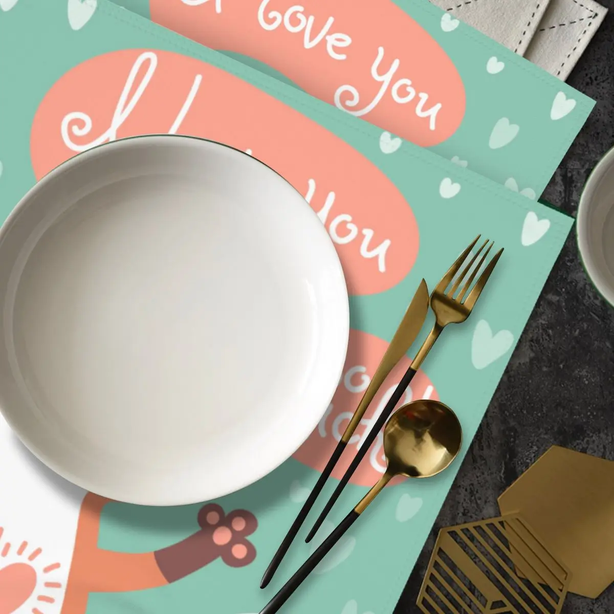 

50cm Table Napkins Cloth Square Napkin Cute Fox Confesses His Love Pocket Handkerchief for Wedding Birthday Home Party Hotel