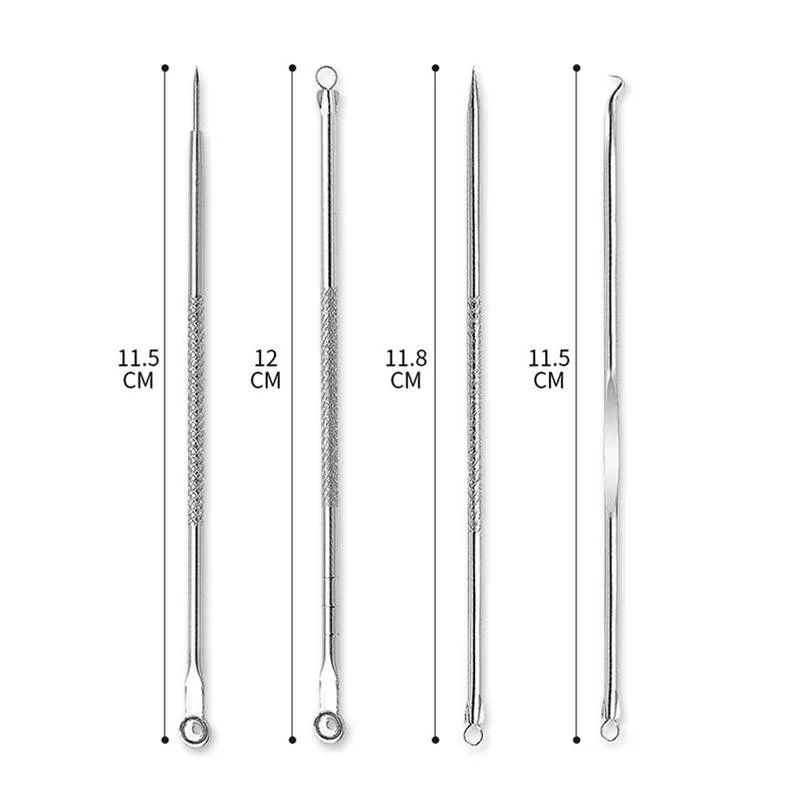 

4pcs Blackhead Extractor Steel Black Dots Cleaner Acne Black Blemish Needles Tools Set Remover Spots Cleanser Pore L9J7
