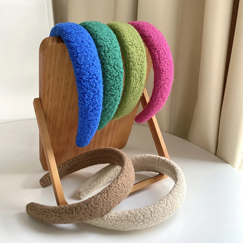 

New Women Girls Cute Bright Colorful Lambswool Hairbands Sweet Plush Headband Hair Holder Hoops Fashion Hair Accessories
