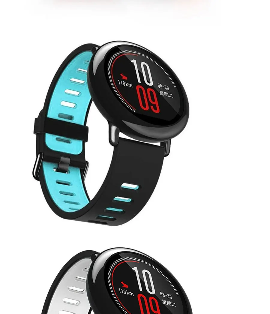 Ремешок на запястье 22 мм спортивные силиконовые полосы для Xiaomi Huami Amazfit PACE Stratos 2 2S GTR 47 мм Смарт-часы замена Смарт-ремешка