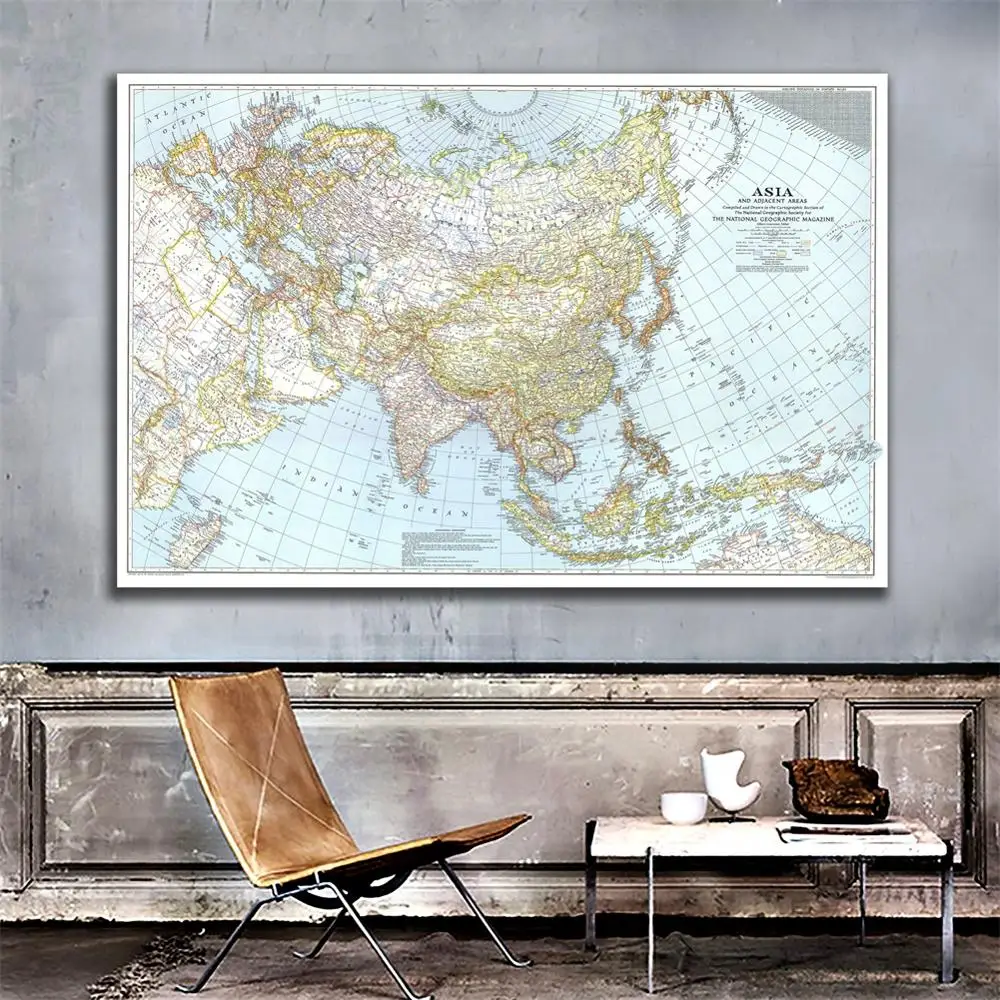 A1 Size Vinyl Spray Painting Fine Canvas Wall Map Of Asia And Adjacent Areas For History And Geographic Research status of soils and water reservoirs near industrial areas of baroda