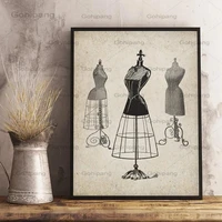canvas prints pictures wall art vintage painting dress forms couture fashion sewing room home decor modular nordic style poster