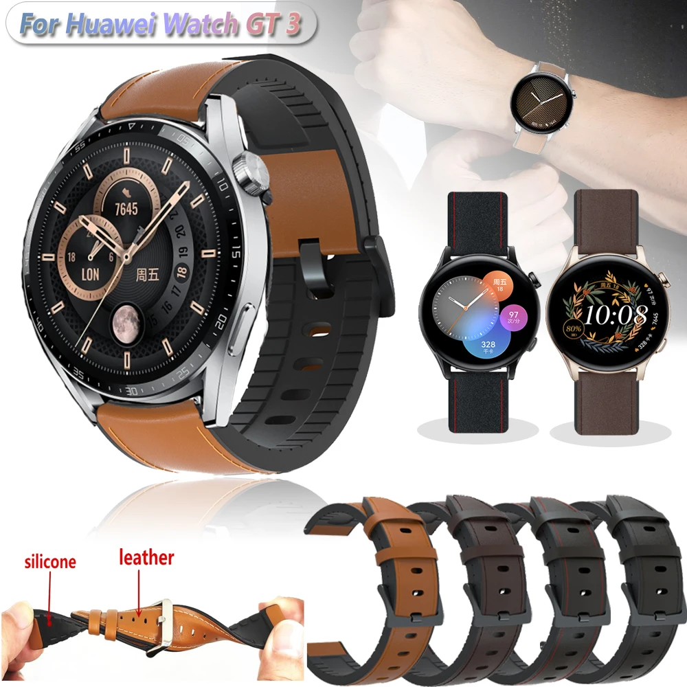 

Ремешок силиконовый для Huawei Watch GT 3/GT3 42 мм 46 мм/GT2E GT 2 Pro 2E, кожаный браслет для наручных часов GT Runner 46 мм, 20 22 мм