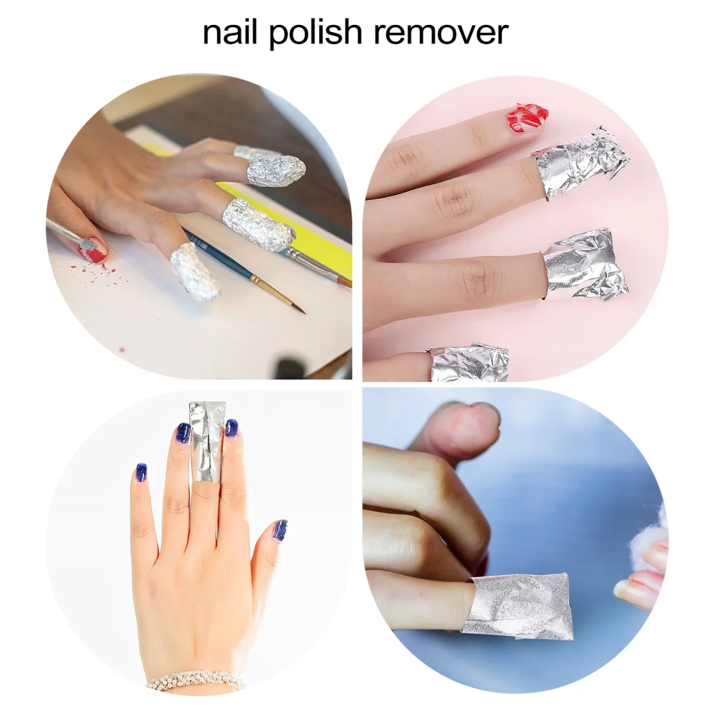 

500pcs/ 5 Packs Nail Polish Remover Wraps Nail Cleaning Tin Foil for Home Salon
