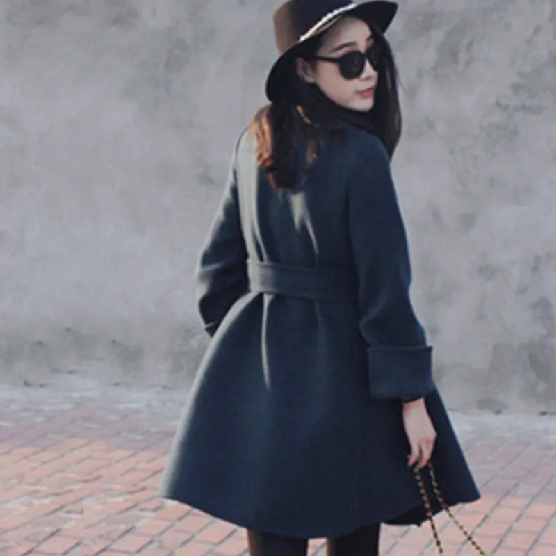 Женское шерстяное пальто 2020 новое осеннее и зимнее с галстуком бабочкой толстое