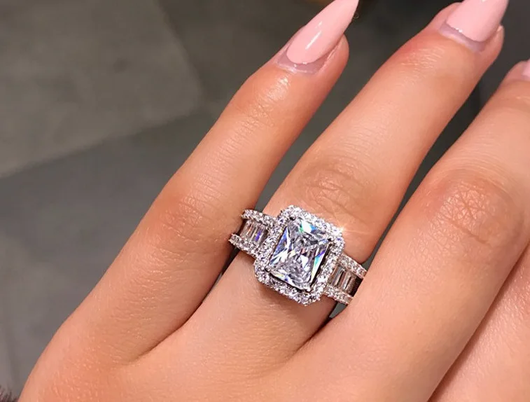 

Sterling Silver 925 Diamond Nose Rings for Women Silver Wedding Rings Filled Womens Couple Love Wedding Diamond Necklaces