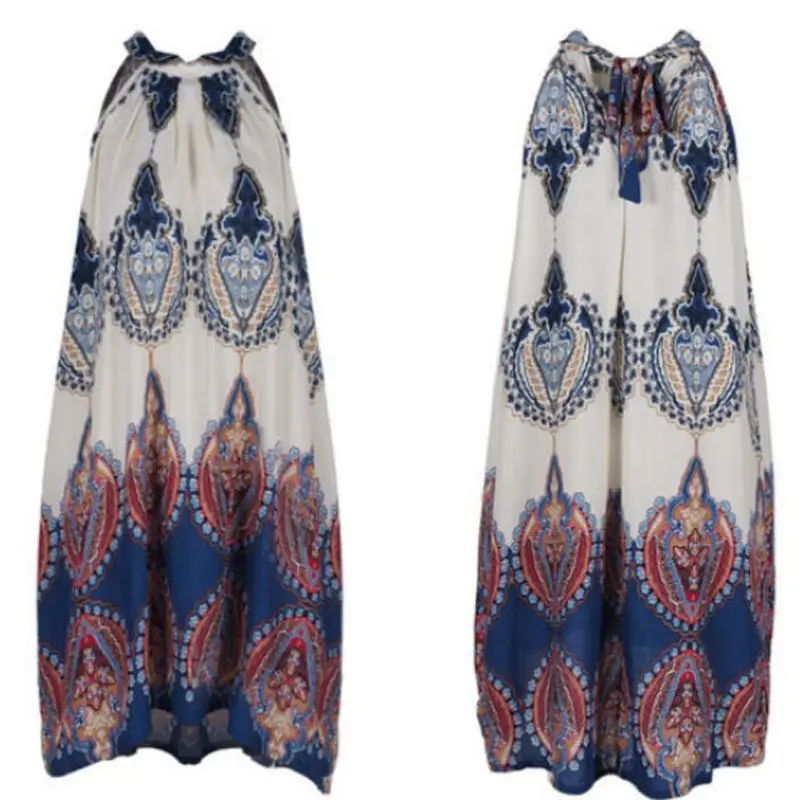 Женское богемное платье без рукавов с геометрическим принтом мини-пляжное для