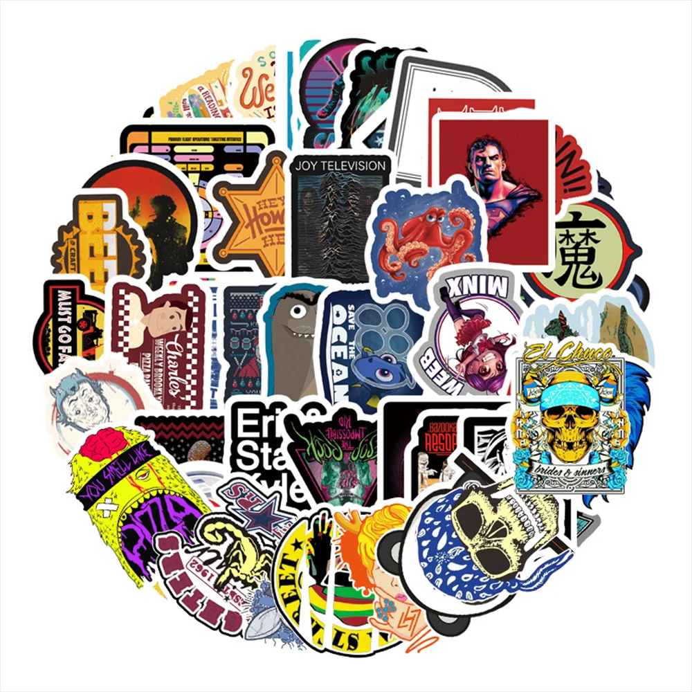 

50pcs Aesthetic Europe America Stickers for Photo Album Notebook Libretas Laptop Motorcycle Computer Car Waterproof Sticker