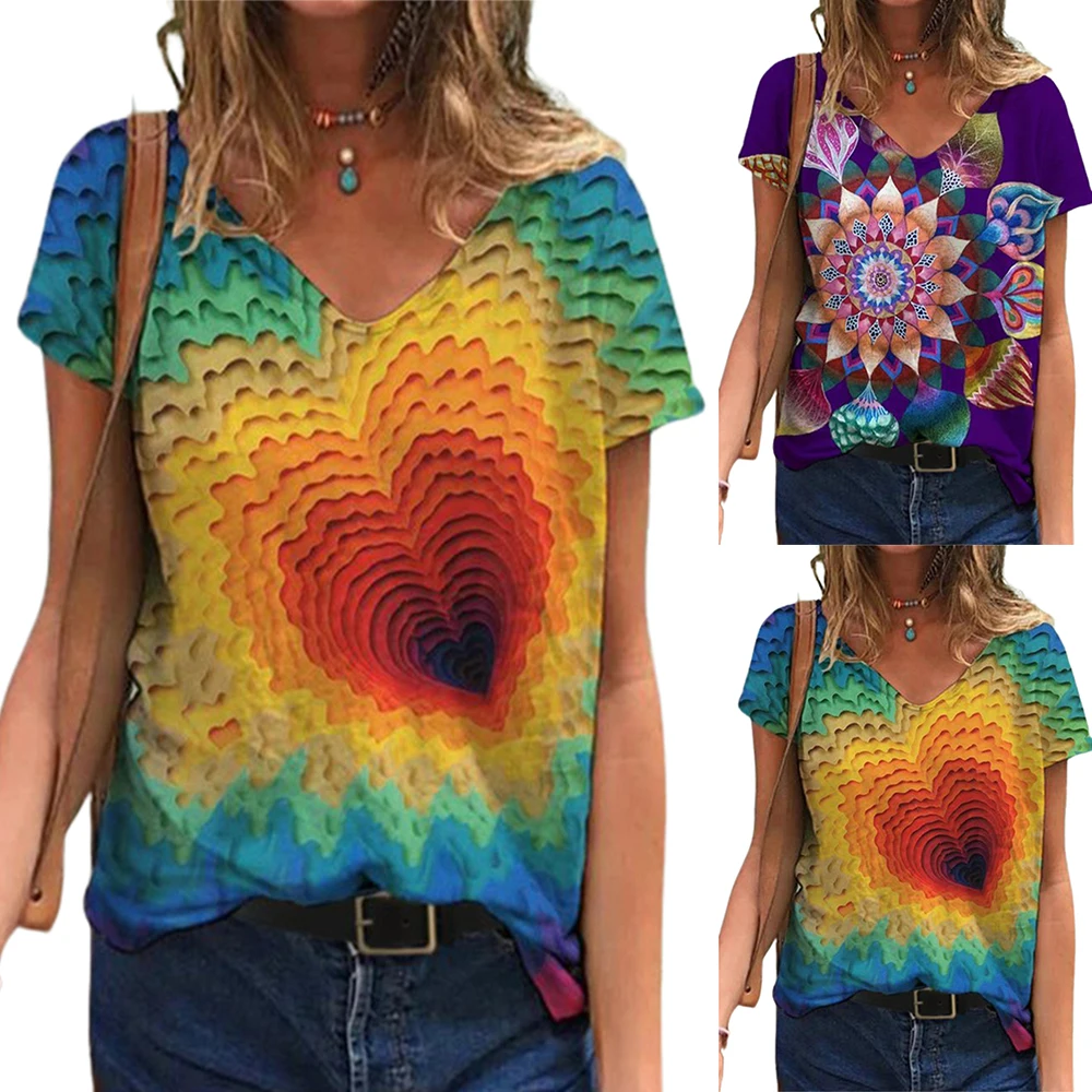 

Female Loose T Shirt Summer Short Sleeve O-Neck Harajuku Tshirt Women Casual Floral Print Streetwear Tees Fashion Oversized Tops