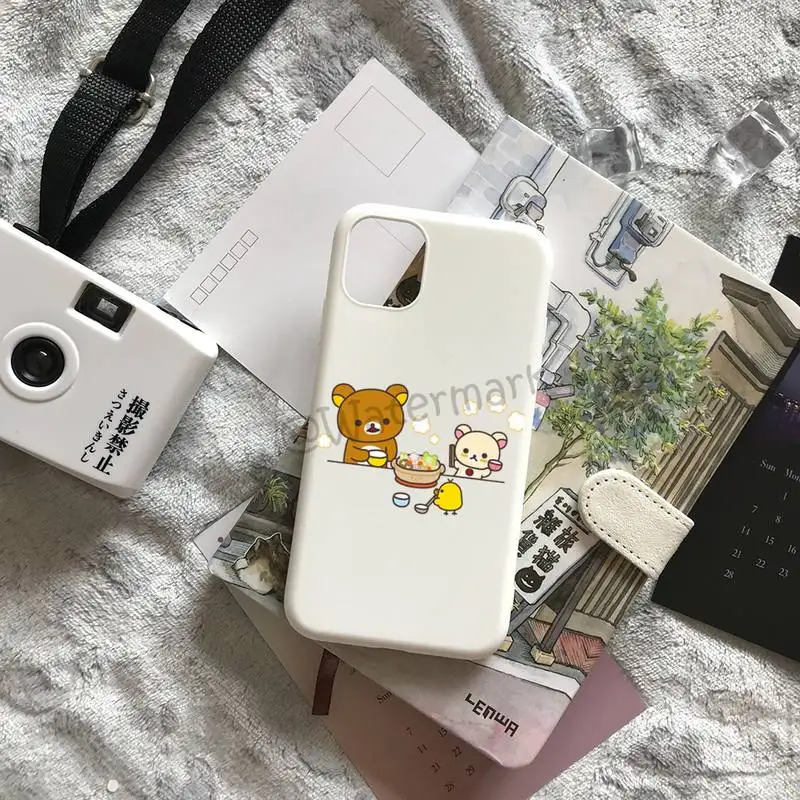 Чехол для телефона Rilakkuma с милым медведем IPhone 12 11 Pro Max Xs Xr X 6 6s 7 8 Plus Белый