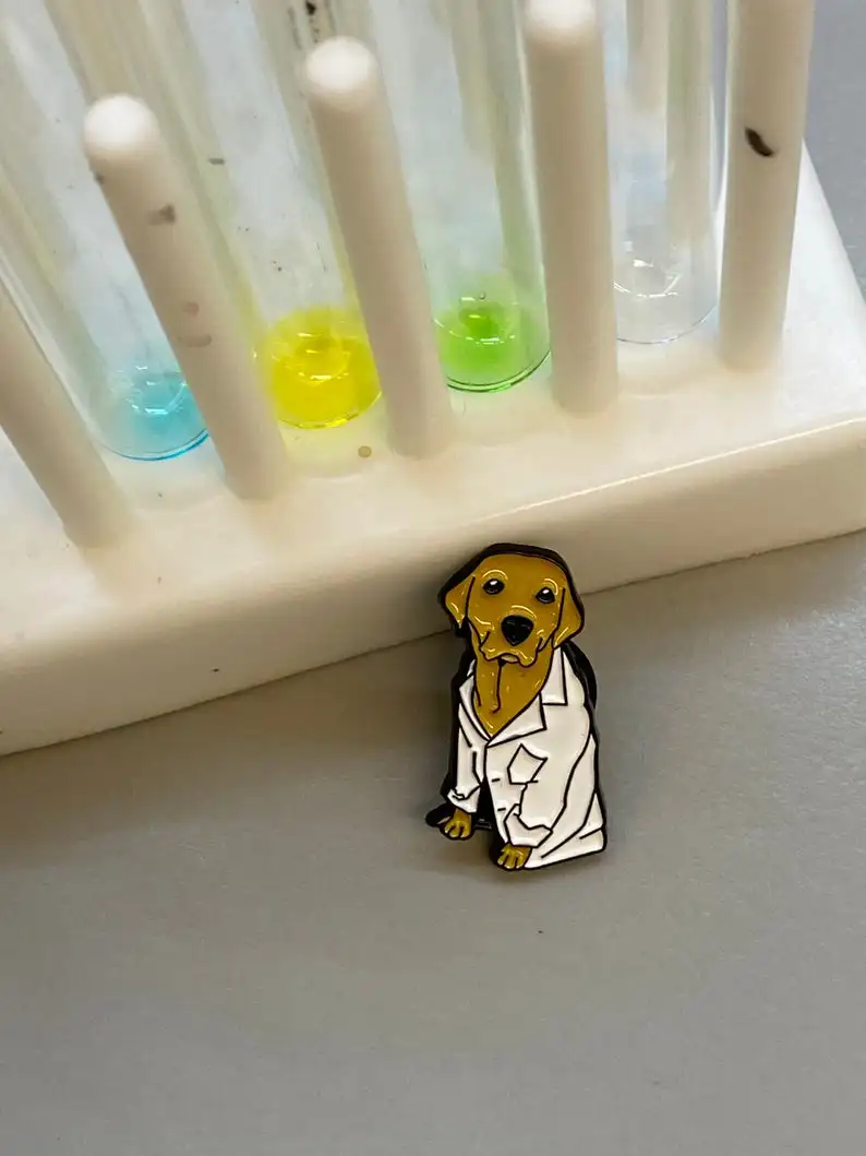 Laboratory Science Dog Pin Labrador Retriever Puppy Soft Enamel Lapel Cute Animal Badge Brooch | Украшения и аксессуары