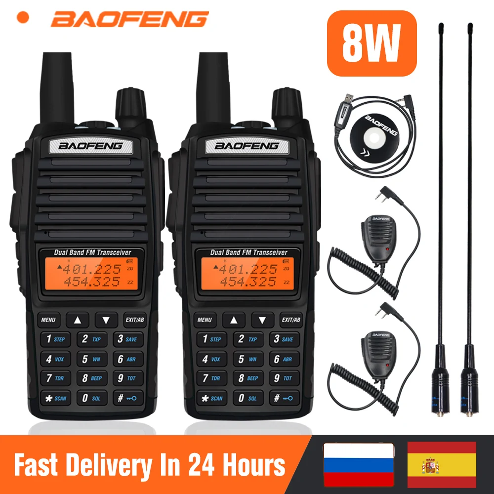 Портативная Двухдиапазонная рация Baofeng UV 82 Talkie 8W мощная портативная VHF UHF