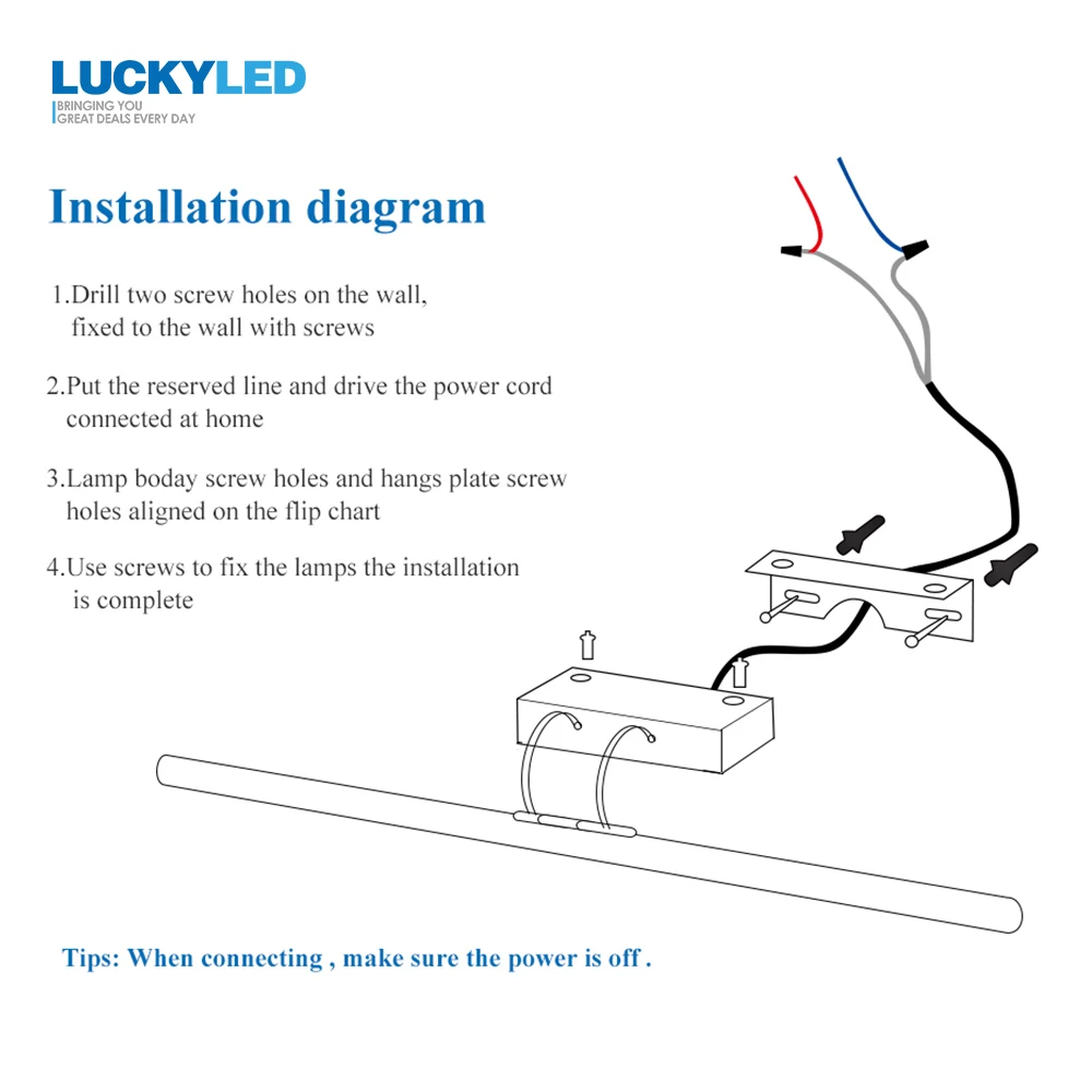 LUCKYLED Modern Led Bathroom Lamp Mirror Light 12w 55cm Vintage Wall Lamp Black Silver Vanity Light Fixtures Sconce Wall Light images - 6