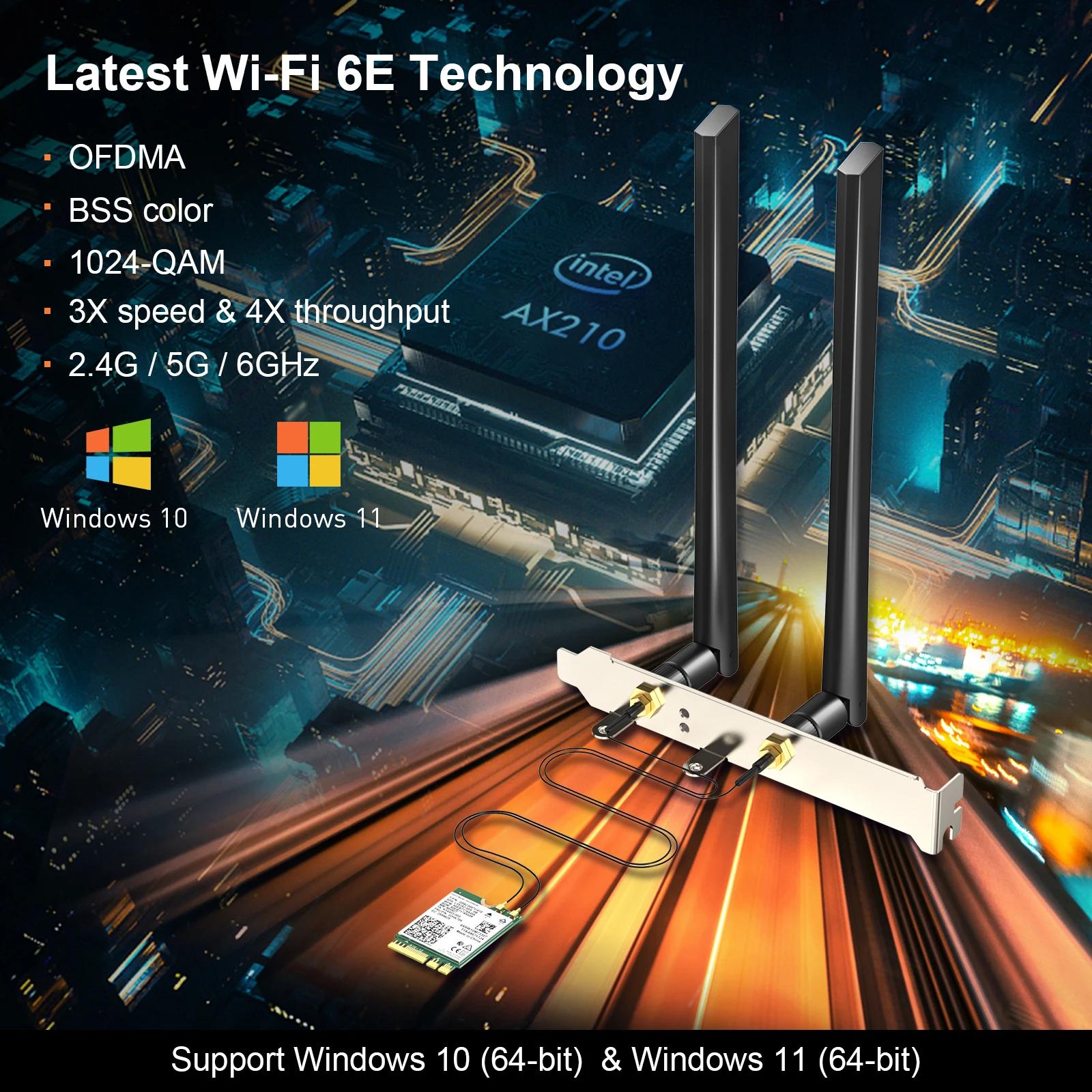 Wi-Fi 6E PCIE M.2 Bluetooth 5 2 5374 Мбит/с 802.11ax PCI-e AX210NGW | Компьютеры и офис