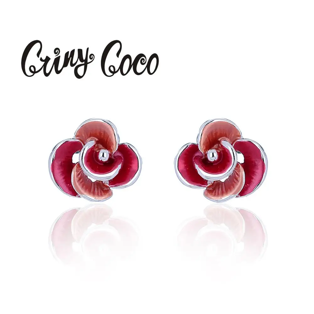 Женские серьги гвоздики Cring Coco летние в форме цветка розы милые подарочные