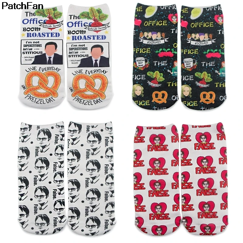 

A3346 Patchfan The Office Tv Show Print Short Socks Fashion Personalized Men Women Comfortable Breathable Sock