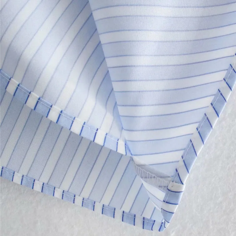 

Women Chic Fashion With Knot Striped Pleated Mini Dress Vintage Long Sleeve Irregular Female Dress Ladies Short Vestido De Mujer