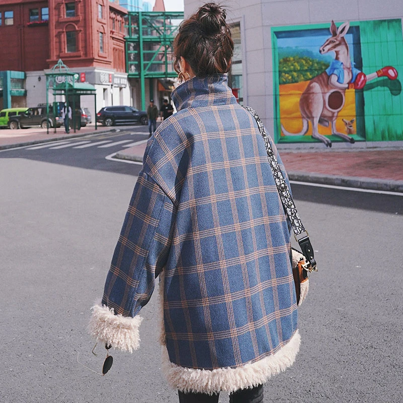 

Unua amo Plaid Quilted Jacket Female Thicken Warm Parka 2021 Korean Style Fashion Splice Lambswool Winter Coat Women LE00254A