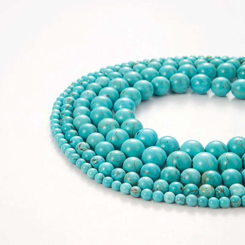 

Blue Turquoise stone Beads Natural Round spacer bead for Jewelry Making