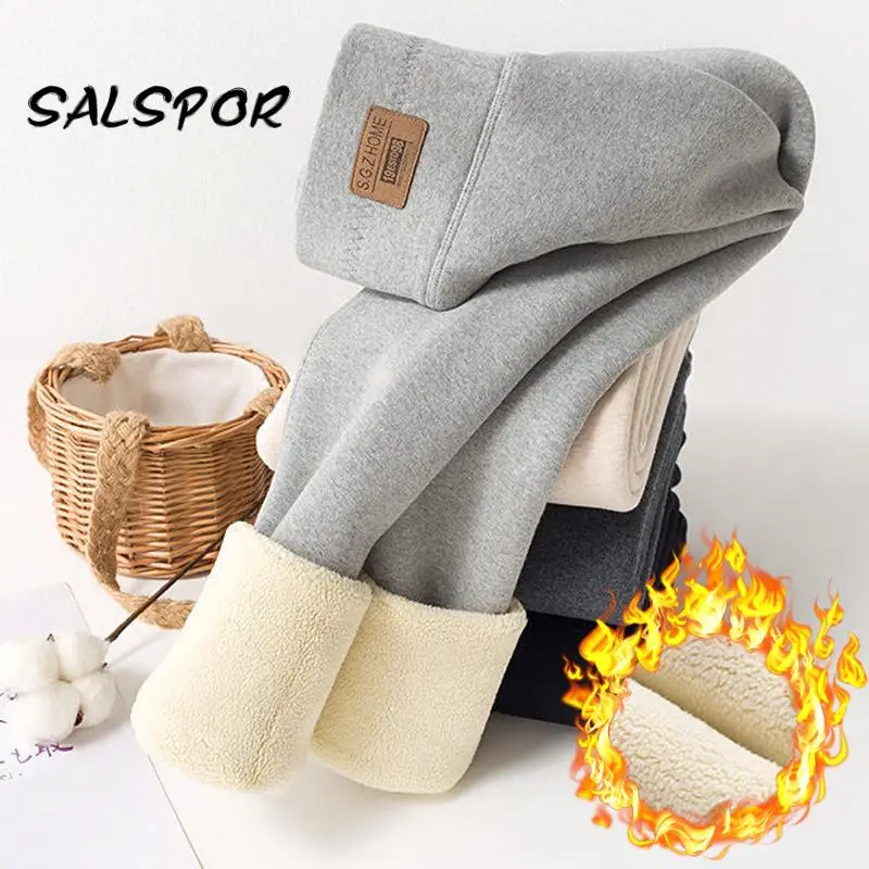 

SALSPOR Winter Leggings Women Keep Warm Tights Thick Pants Printed Lamb Wool Slim Ladies Autumn Fashion Trousers Casual Soft