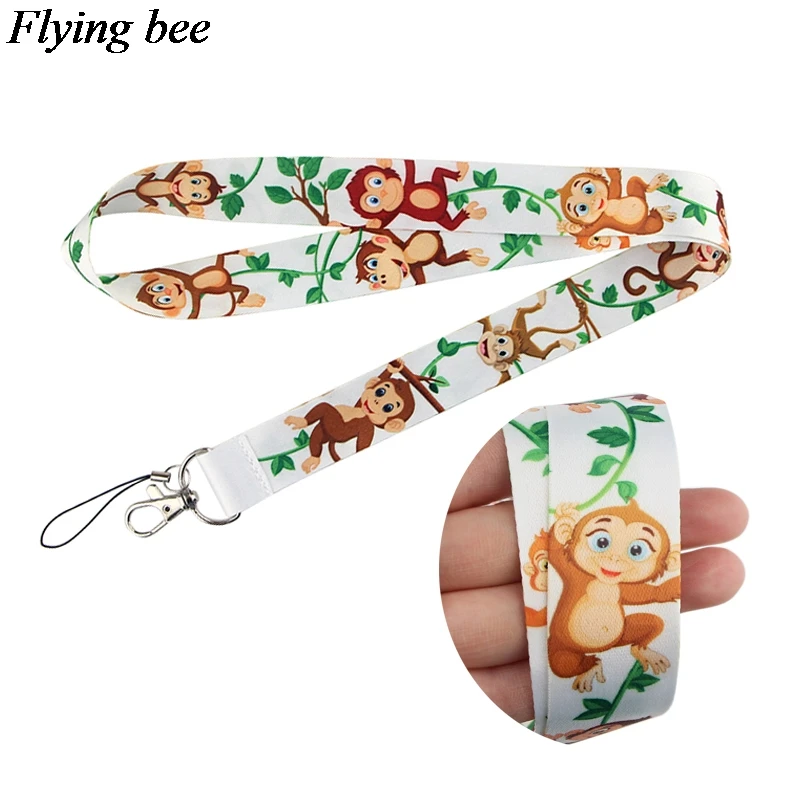 

Flyingbee Animal Monkey Lanyard Phone Rope Keychains Phone Lanyard For Keys ID Card Cartoon Lanyards For Men Women X0806