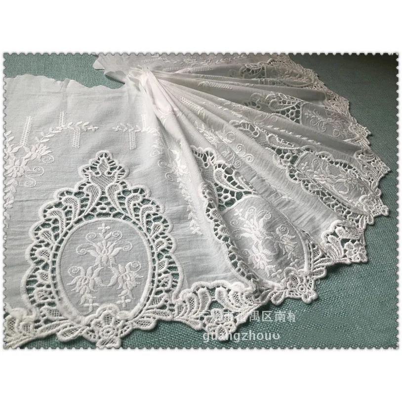 Кружевная ткань с вышивкой белого цвета шириной 33 см хлопковое кружево для шитья