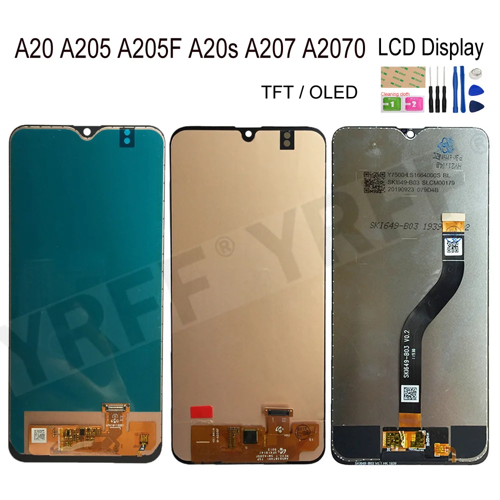 

Для Samsung Galaxy A20 A205 SM-A205F A20s A207 A2070 SM-A207F, ЖК-дисплей, сенсорный экран, дигитайзер, для сборки, часть OLED хорошего качества