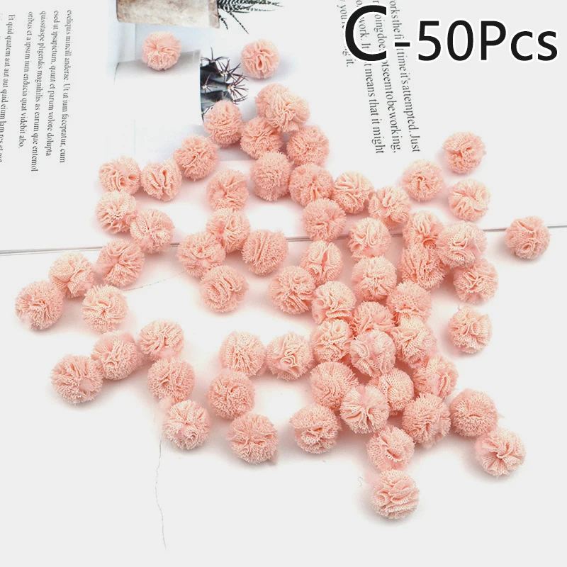 

50Pcs Lace Gauze Mesh Elastic Flower Balls DIY Craft Supplie Headwear Jewelry Ornaments Materials Yarn Balls Pompones