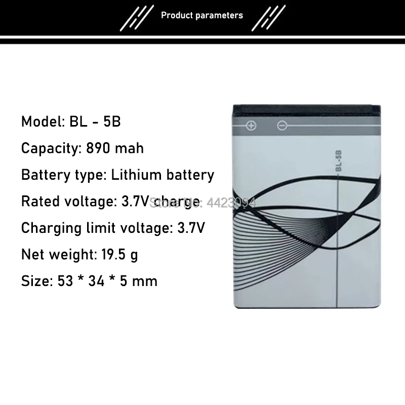 1pc rechargeable bl 5b bl5b cell phone battery for nokia 5300 5320 n80 n83 6120c 7360 3220 3230 5070 bl 5b batteries free global shipping