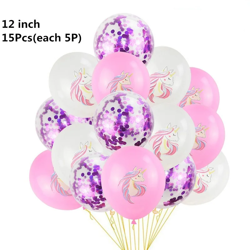 15pcs-j 10 шт. 12 дюймов Единорог латексные шары Набор DIY мультфильм Лошадь Единорог шары принцесса день рождения украшения свадебные шары - Цвет: 15pcs-j